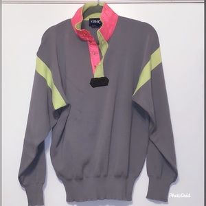 Vintage serac sweater with neon yellow and pink